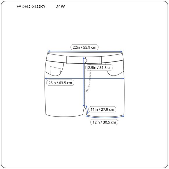 Faded Glory Womens Shorts 24W Plus Medium Blue Denim Wash Zip Fly SHO13E - Picture 2 of 7